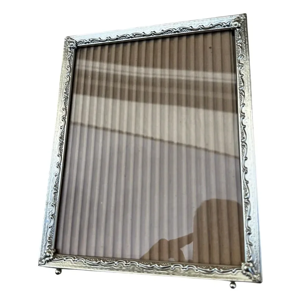 Vintage Silver Scroll work Look 8x10 Photo Picture Frame Ornate Hanging Decor